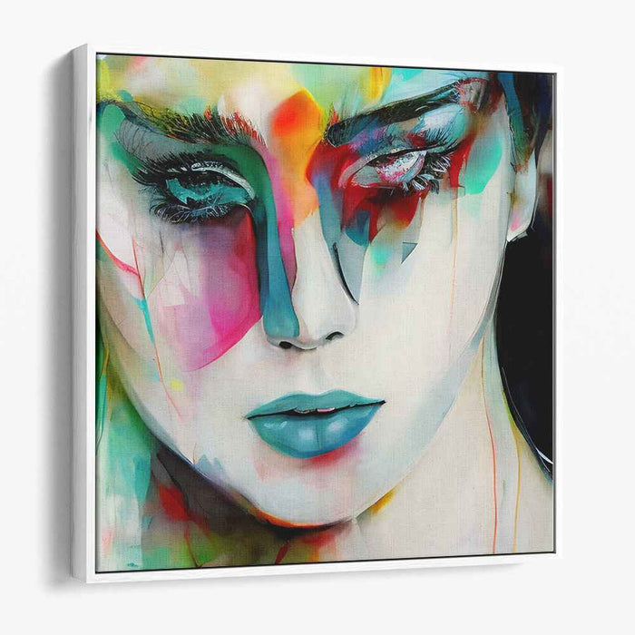 Abstract Realism Portrait Fusion: Abstract Realism Vibrant Portrait Canvas Art Print