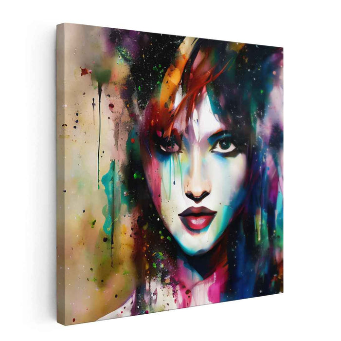 Vivid Shades: Abstract Portrait in Vibrant Hues Canvas Art Print