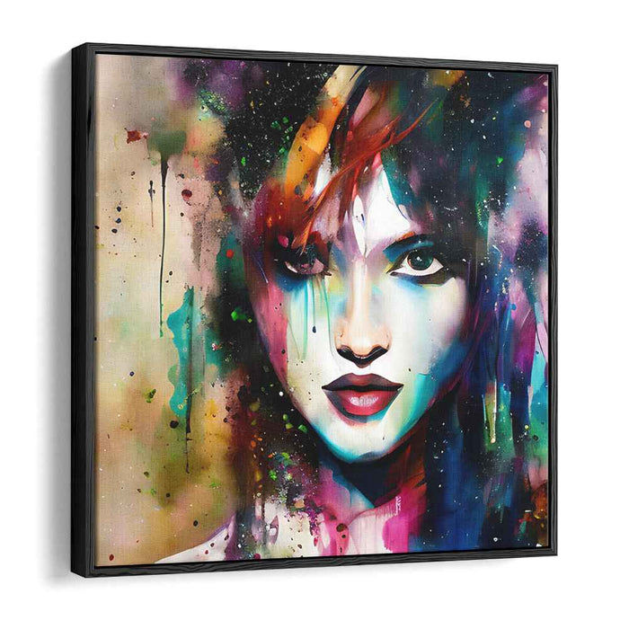 Vivid Shades: Abstract Portrait in Vibrant Hues Canvas Art Print