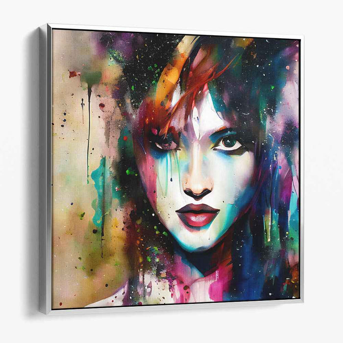 Vivid Shades: Abstract Portrait in Vibrant Hues Canvas Art Print