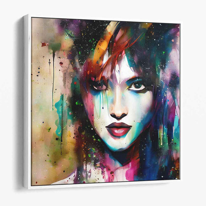Vivid Shades: Abstract Portrait in Vibrant Hues Canvas Art Print