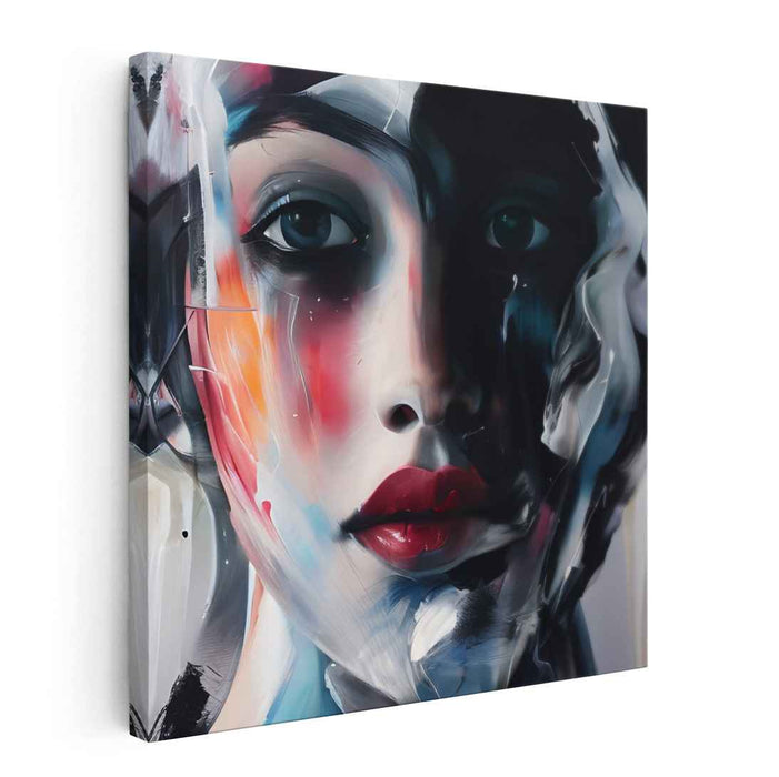 Identity Fragmentation: Contemporary Abstract Portrait Canvas Art