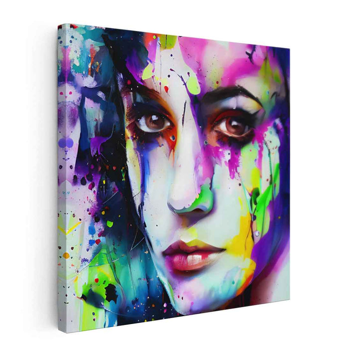 Explosive Beauty: Vibrant Expressionist Portrait Canvas Art