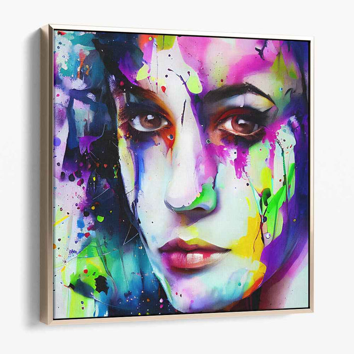 Explosive Beauty: Vibrant Expressionist Portrait Canvas Art