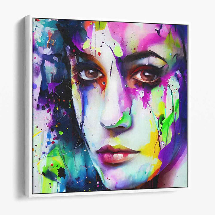 Explosive Beauty: Vibrant Expressionist Portrait Canvas Art
