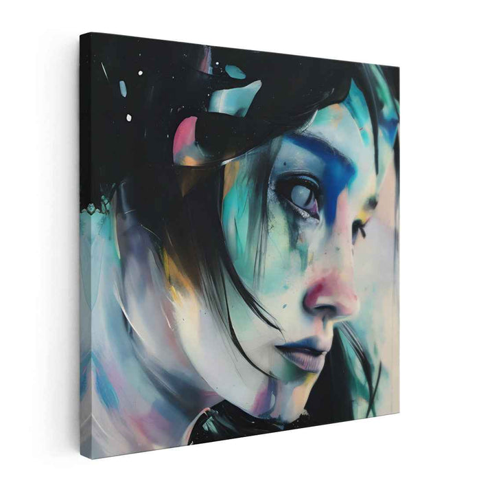 Reflective Gaze: Abstract Emotional Realism Portrait Canvas Art Print