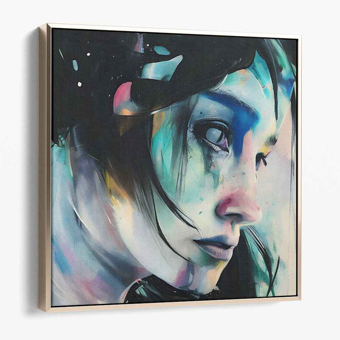 Reflective Gaze: Abstract Emotional Realism Portrait Canvas Art Print