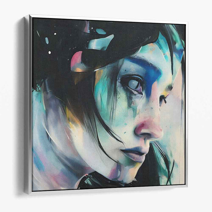 Reflective Gaze: Abstract Emotional Realism Portrait Canvas Art Print