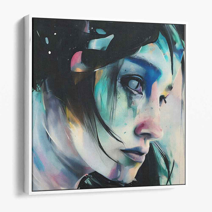 Reflective Gaze: Abstract Emotional Realism Portrait Canvas Art Print