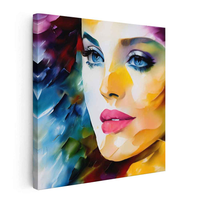 Color Burst Dream Medley: Vibrant Expressionist Portrait Canvas Art Print