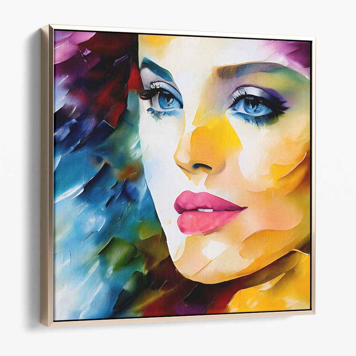 Color Burst Dream Medley: Vibrant Expressionist Portrait Canvas Art Print