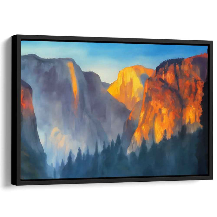 Majestic Horizon Melodies: Sunset Over Mountain Peaks Canvas Art Print