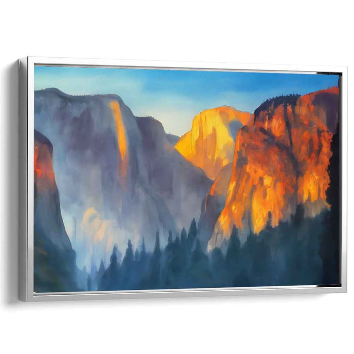 Majestic Horizon Melodies: Sunset Over Mountain Peaks Canvas Art Print