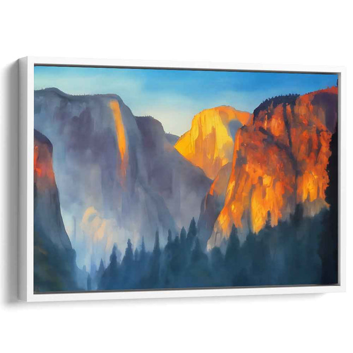 Majestic Horizon Melodies: Sunset Over Mountain Peaks Canvas Art Print