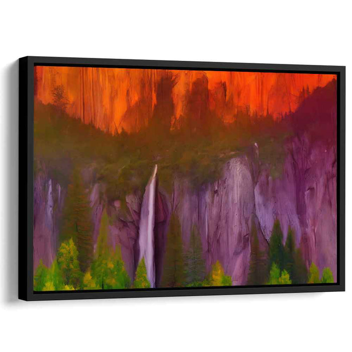 Fiery Sunset Over Mystic Forest: Dramatic Landscape Canvas Art