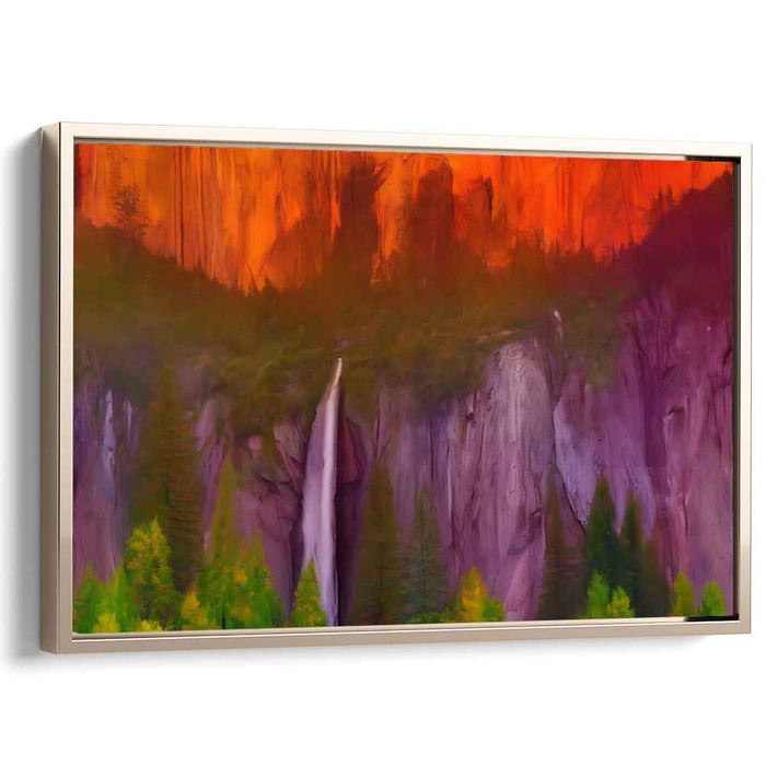 Fiery Sunset Over Mystic Forest: Dramatic Landscape Canvas Art