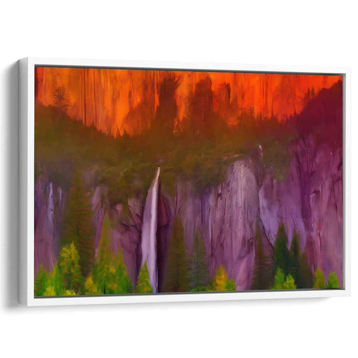 Fiery Sunset Over Mystic Forest: Dramatic Landscape Canvas Art