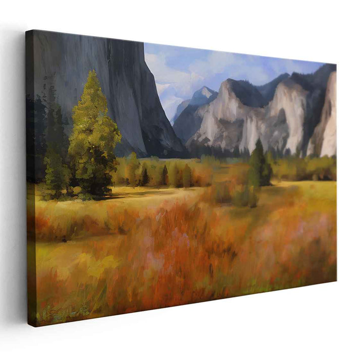 Tranquil Summit Vista: Serene Mountain Landscape Canvas Art Print