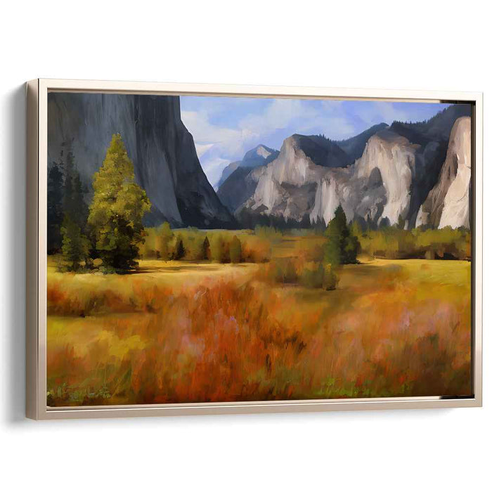 Tranquil Summit Vista: Serene Mountain Landscape Canvas Art Print