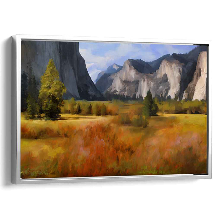 Tranquil Summit Vista: Serene Mountain Landscape Canvas Art Print