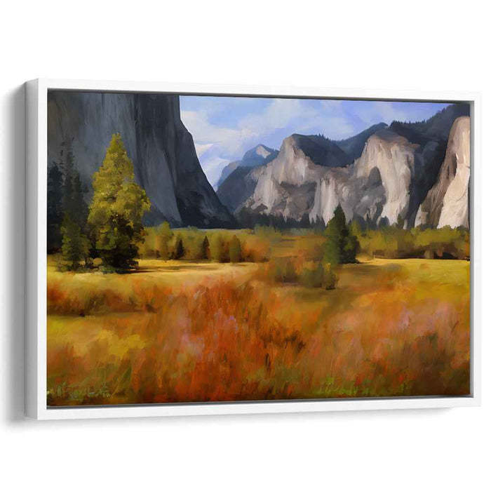 Tranquil Summit Vista: Serene Mountain Landscape Canvas Art Print