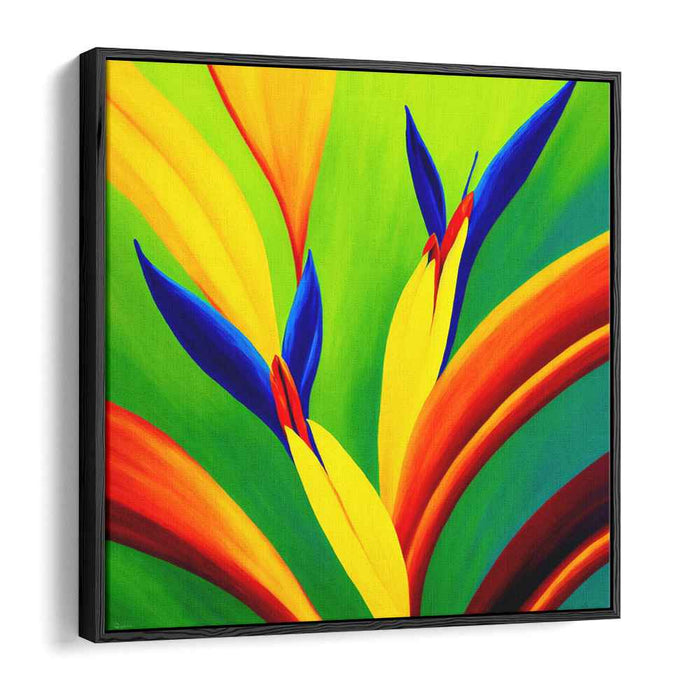 Flight of Eden's Songbirds: Abstract Bird of Paradise Floral Canvas Art Print