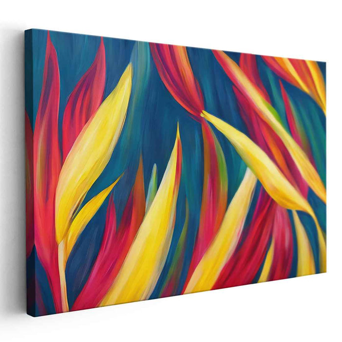 Leaf Fusion Reverie: Modern Abstract Vibrant Leaf Canvas Art Print