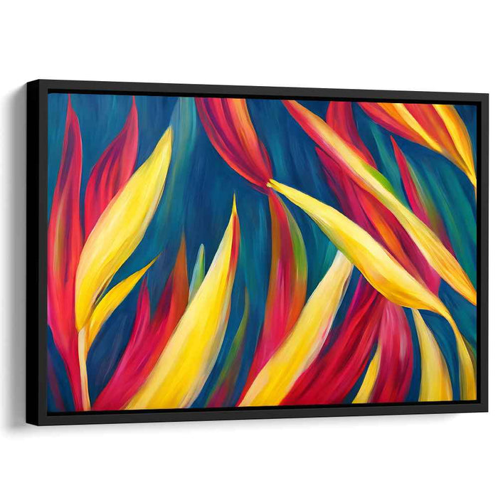 Leaf Fusion Reverie: Modern Abstract Vibrant Leaf Canvas Art Print