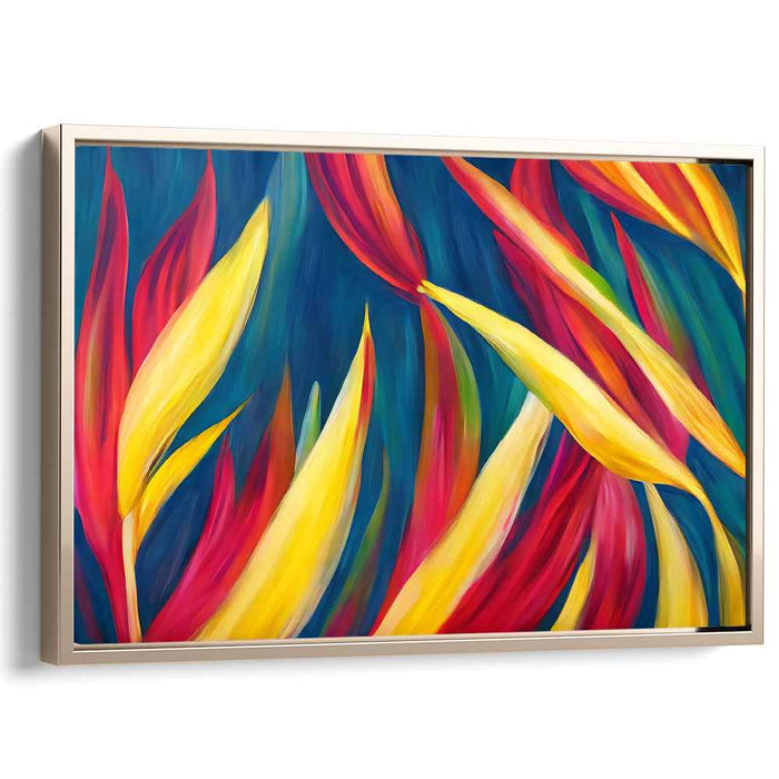 Leaf Fusion Reverie: Modern Abstract Vibrant Leaf Canvas Art Print