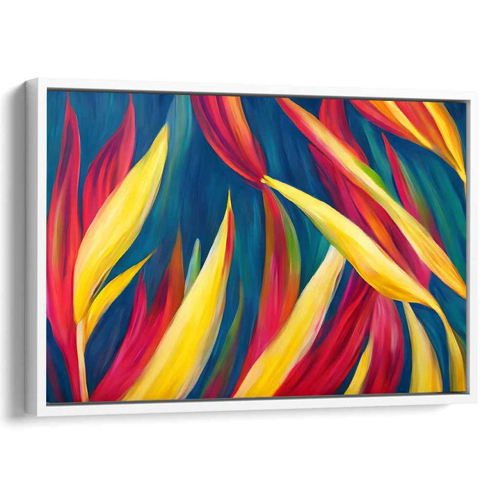 Leaf Fusion Reverie: Modern Abstract Vibrant Leaf Canvas Art Print