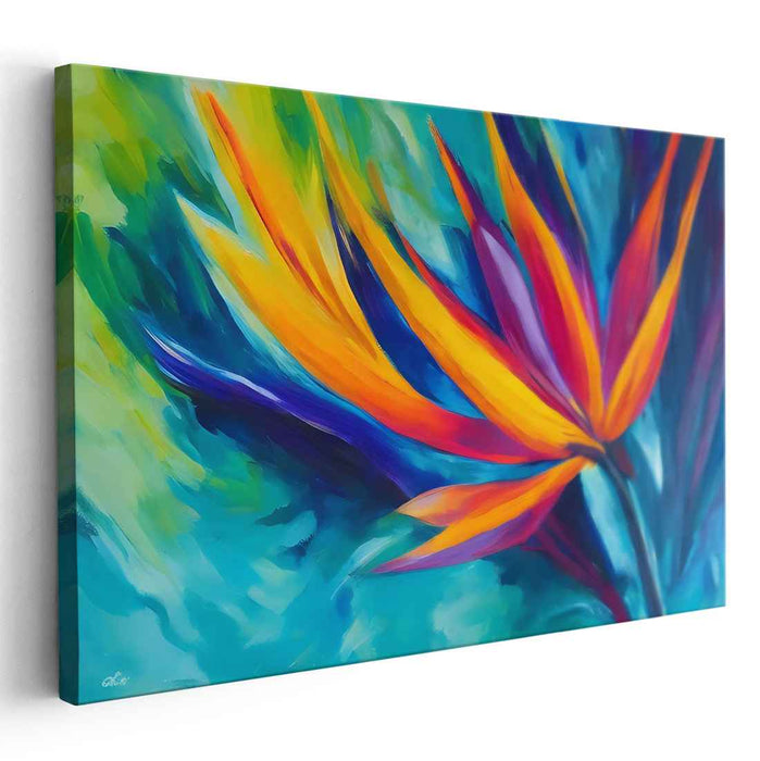 Flight of Paradise: Abstract Bird of Paradise Canvas Art Print