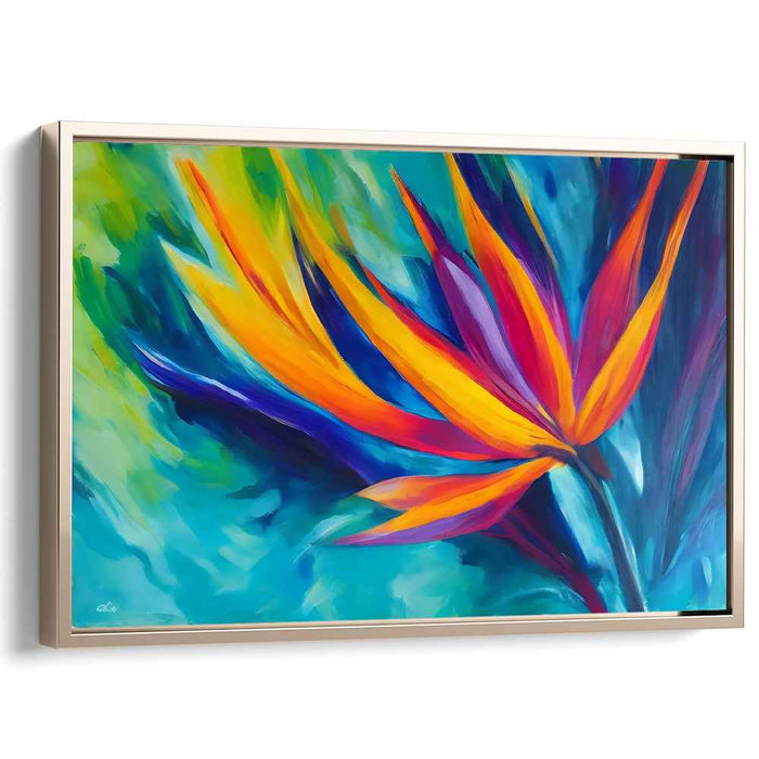Flight of Paradise: Abstract Bird of Paradise Canvas Art Print
