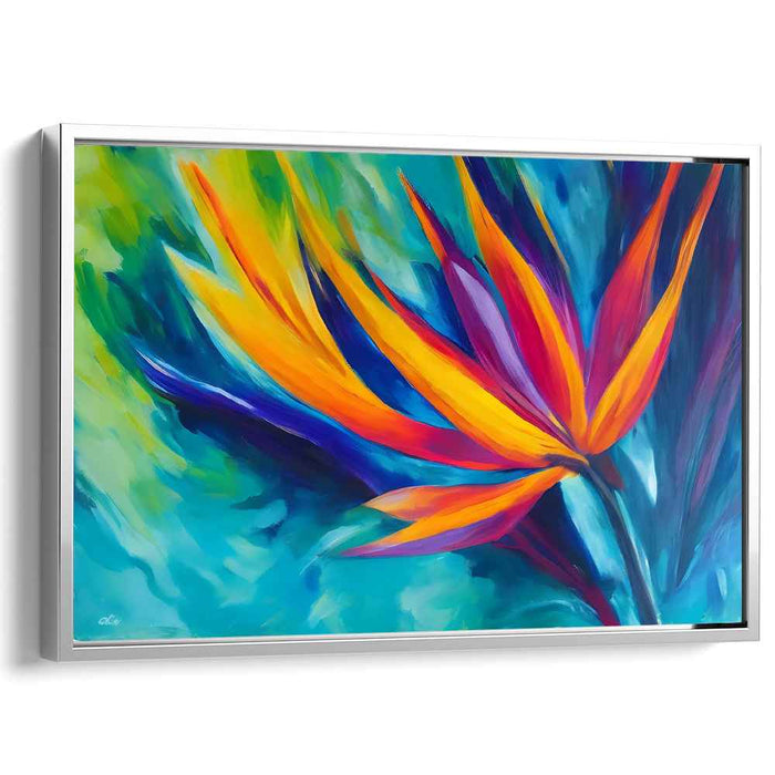Flight of Paradise: Abstract Bird of Paradise Canvas Art Print