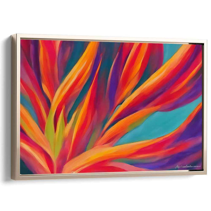 Rustling Canopy Waltz: Vibrant Abstract Foliage Canvas Art Print