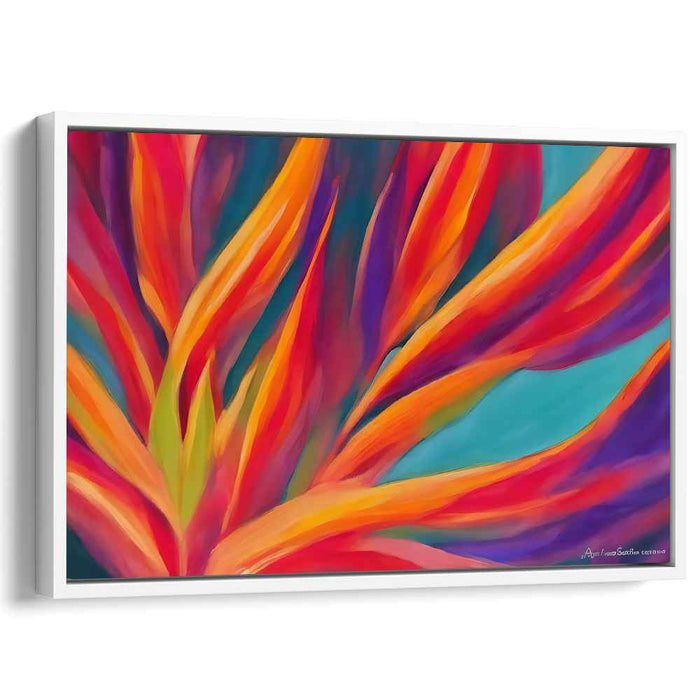 Rustling Canopy Waltz: Vibrant Abstract Foliage Canvas Art Print