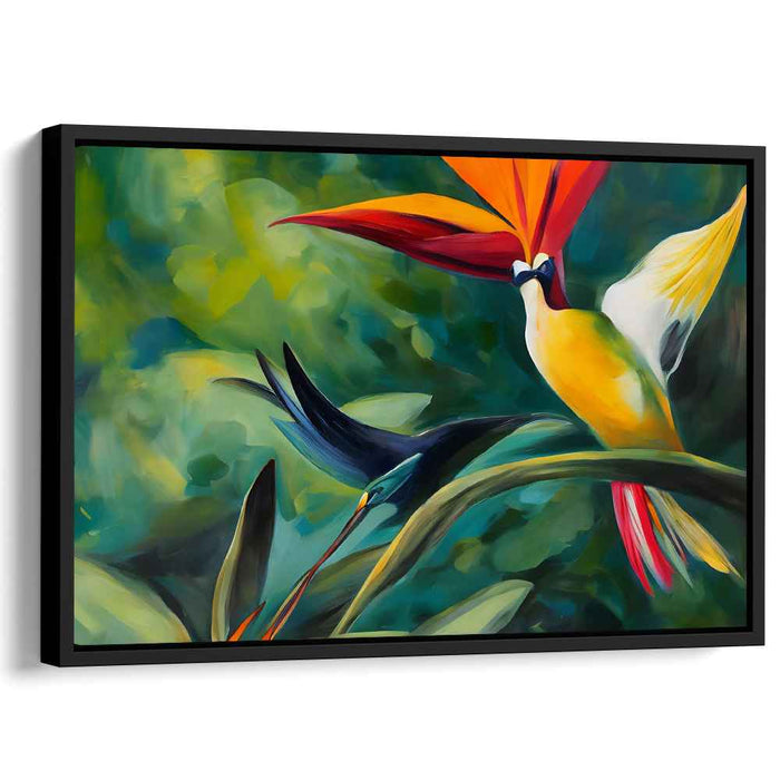 Exotic Birds of Paradise: Vibrant Tropical Rainforest Canvas Art Print