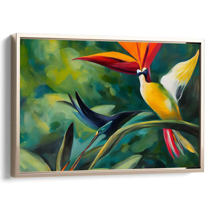 Exotic Birds of Paradise: Vibrant Tropical Rainforest Canvas Art Print