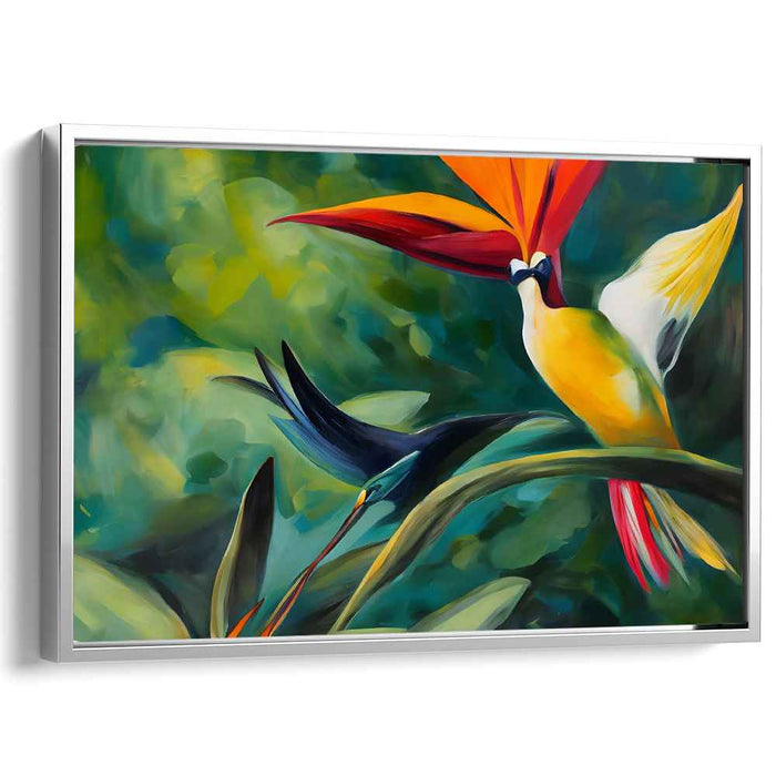 Exotic Birds of Paradise: Vibrant Tropical Rainforest Canvas Art Print