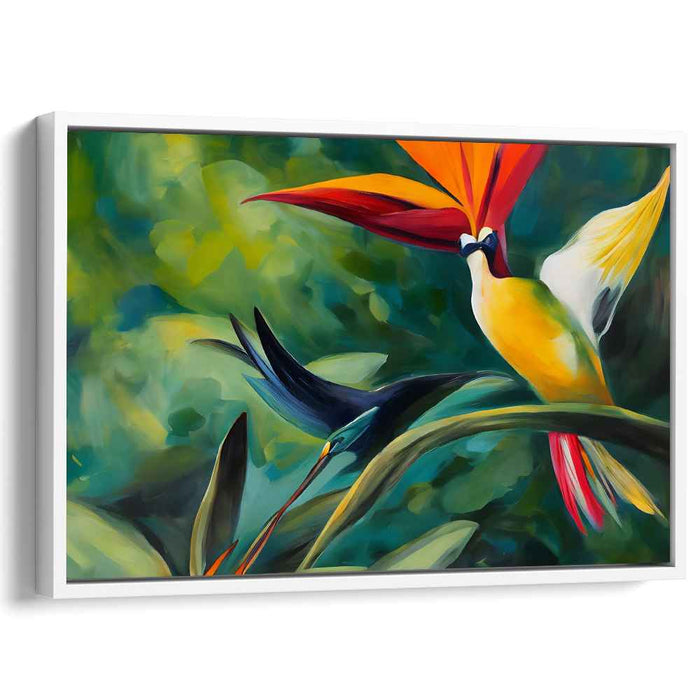 Exotic Birds of Paradise: Vibrant Tropical Rainforest Canvas Art Print