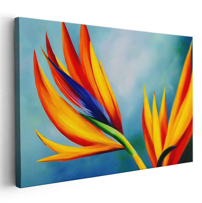 Tropical Plumage Euphoria: Vibrant Bird of Paradise Canvas Art Print