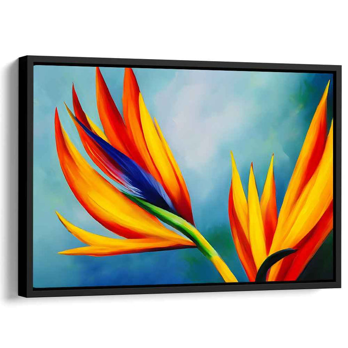 Tropical Plumage Euphoria: Vibrant Bird of Paradise Canvas Art Print