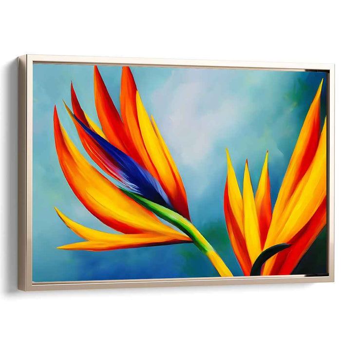 Tropical Plumage Euphoria: Vibrant Bird of Paradise Canvas Art Print