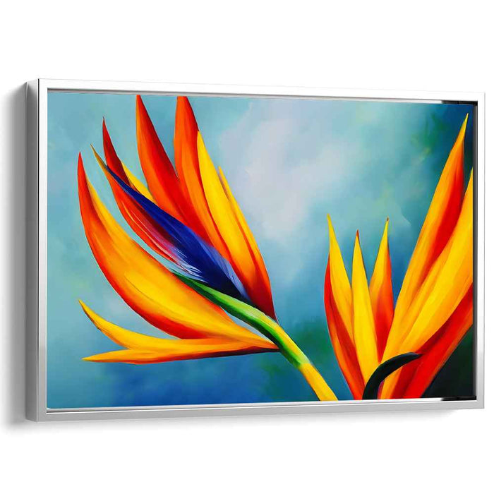 Tropical Plumage Euphoria: Vibrant Bird of Paradise Canvas Art Print
