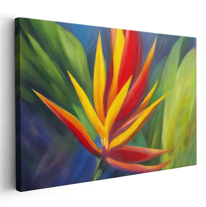 Tropical Elegance Study: Heliconia Flower Close-Up Canvas Art Print