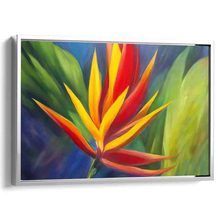 Tropical Elegance Study: Heliconia Flower Close-Up Canvas Art Print