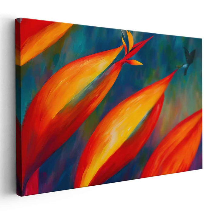 Paradise's Visitor Dance: Tropical Bird of Paradise with Fluttering Visitor