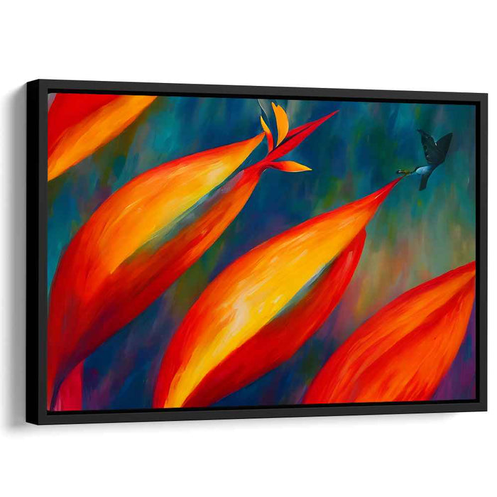 Paradise's Visitor Dance: Tropical Bird of Paradise with Fluttering Visitor