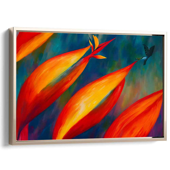 Paradise's Visitor Dance: Tropical Bird of Paradise with Fluttering Visitor