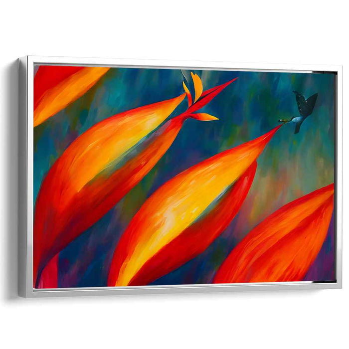 Paradise's Visitor Dance: Tropical Bird of Paradise with Fluttering Visitor