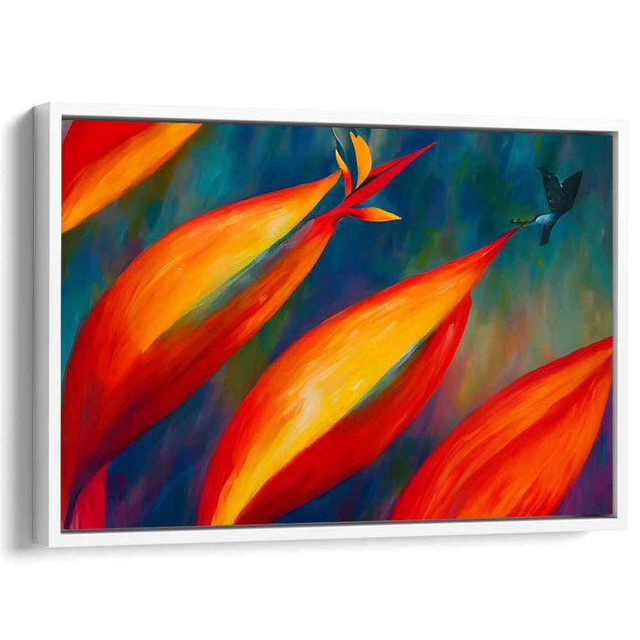 Paradise's Visitor Dance: Tropical Bird of Paradise with Fluttering Visitor